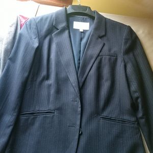 Black with blue pin strips blazer